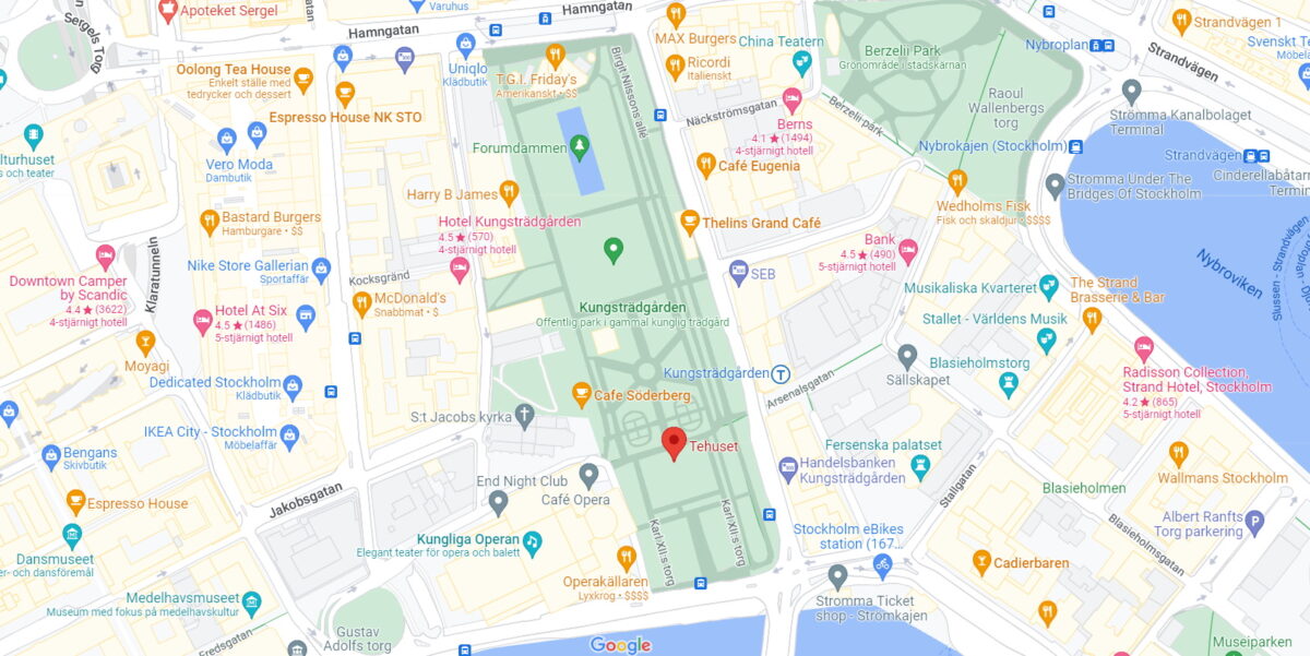 Kartbild för att hitta Tehuset i Kungsträdgården.